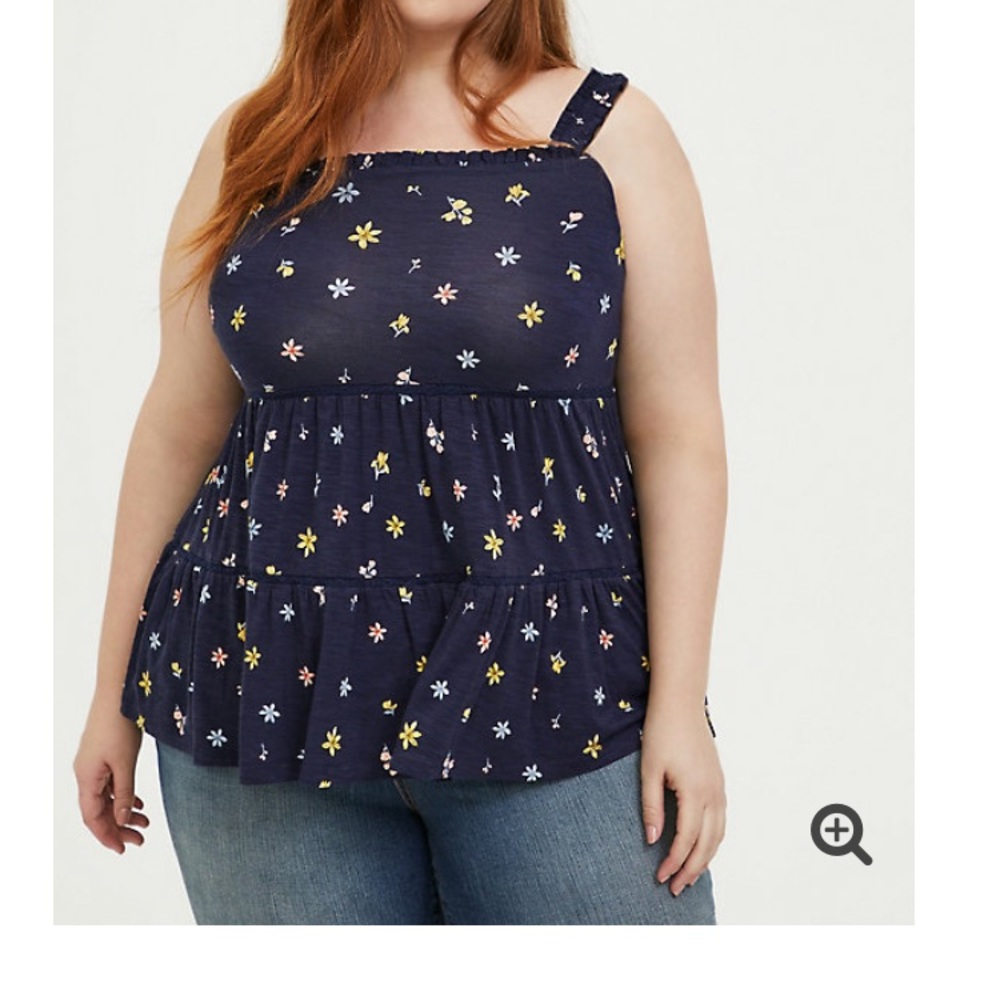 Navy, floral, top, size 1, torrid, NWT